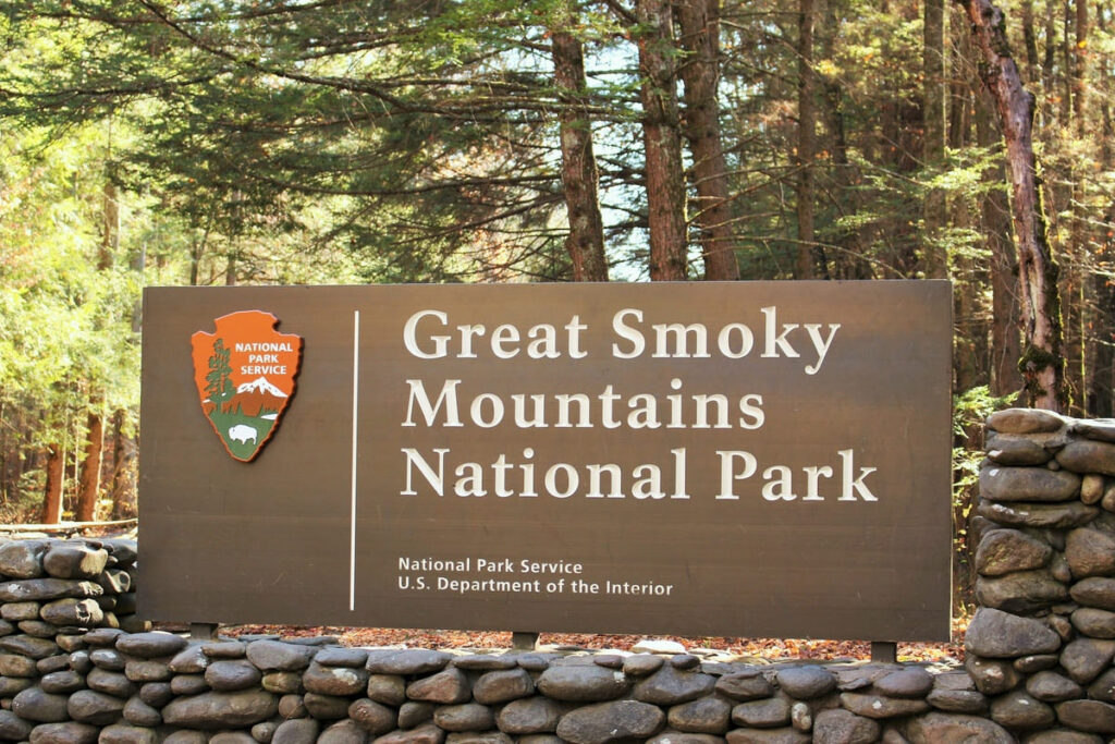 Great Smoky Mountains National Park entrance sign